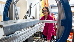 student in Cold-Formed Steel Laboratory