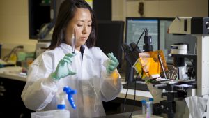 student working at the applied physics laboratory