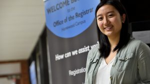 student at the Office of the Registrar on Homewood