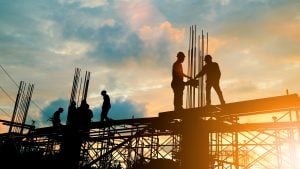 Silhouette Of Engineer And Construction Team Working