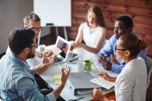 Group of business partners discussing ideas