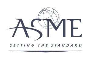 logo of American Society of Mechanical Engineers. Tagline: Setting the standard.