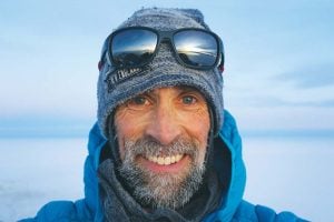 Selfie Benjamin Urmston outdoors in Antarctica.